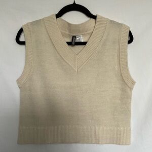 H&M Cream V-Neck Sweater Vest
